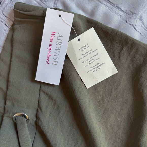 Retrology Womens Air Wash Comfort Pant Elastic Drawstring Waist Olive Green Sz L - Picture 4 of 8